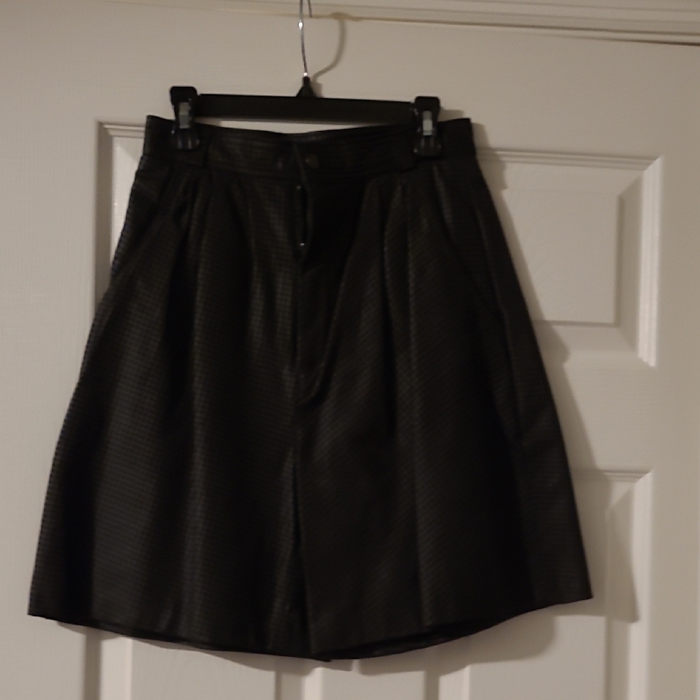 NWOT Black And Gray Houndstooth Real Leathet Shorts Made In The USA
